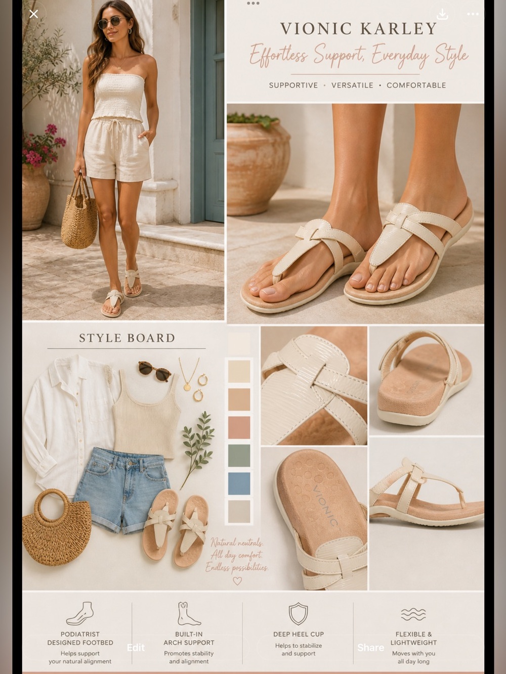 Vionic Karley Cream/Tan Strappy Thong Sandals- cute sandals. Just didn’t fit me.